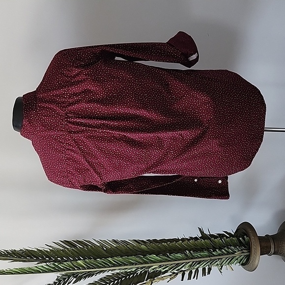 American Eagle Seriously Soft maroon and white button-down shirt - Picture 2 of 9